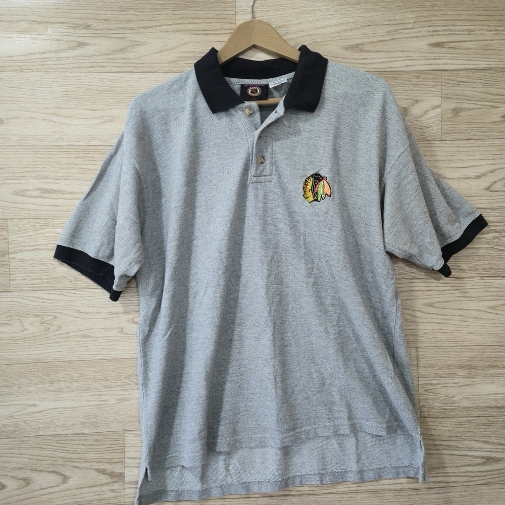 Chicago Blackhawks Hockey Shirt Mens L Polo Vintage Official Licensed